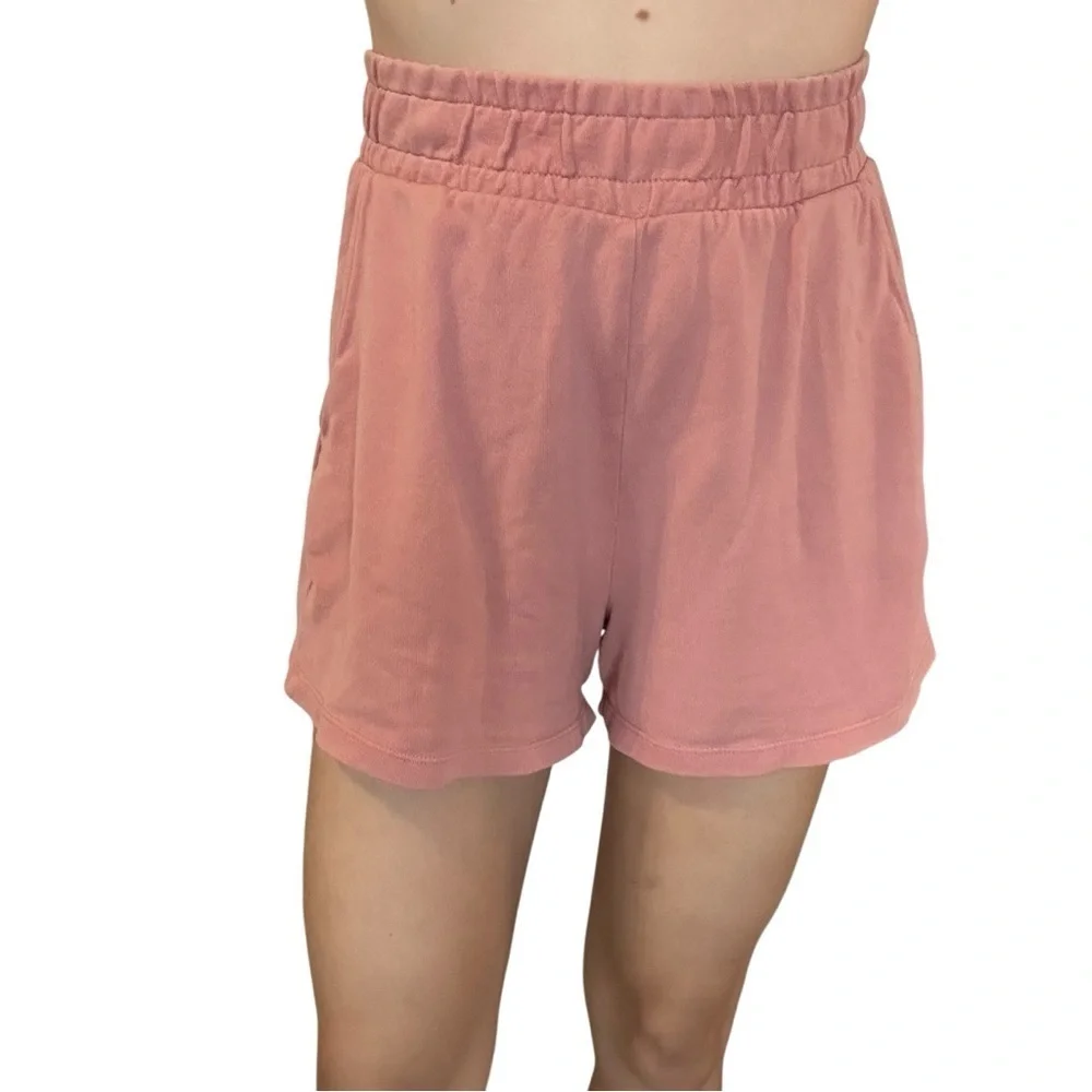 Zara Pull On Shorts Pink High Waisted Cotton Casual Lounge Summer Size Medium